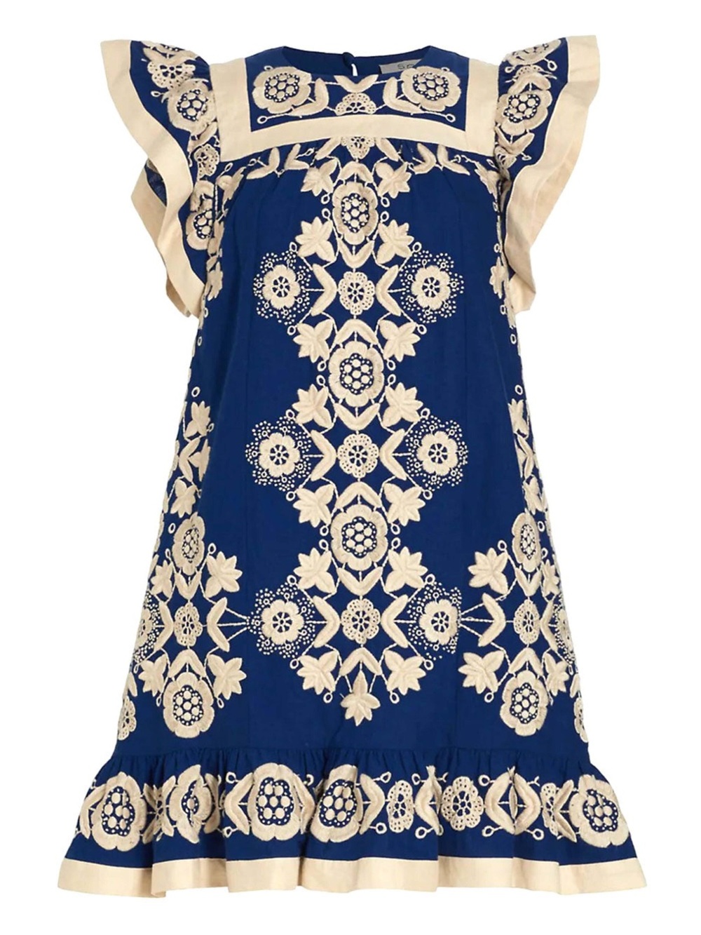 SEA NY Manuela Embroidered Cotton and Linen Tunic Dress Large L